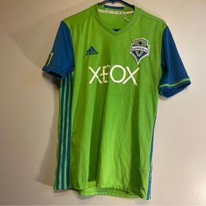 Adidas Seattle Sounders Jersey Mens L XBOX Sky Blue Sea Green MLS 2015